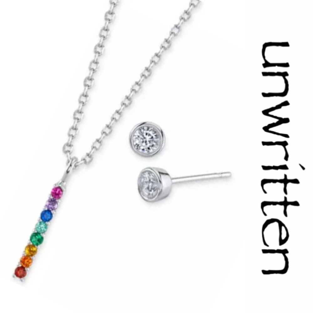 🆕️Unwritten Mini Rainbow Necklace & Earrings set